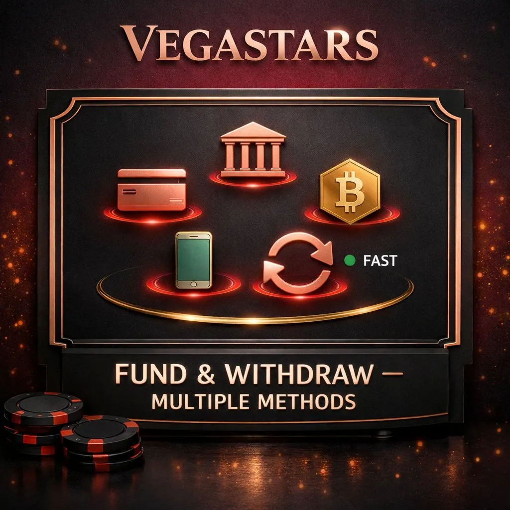 VegaStars deposit methods card bank transfer crypto PayID vegastars.one